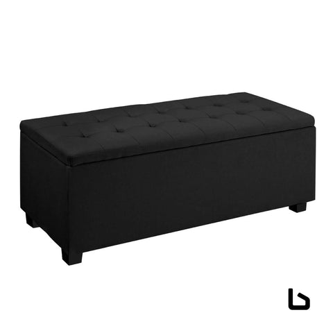 Storage ottoman blanket box black fabric footstool chest