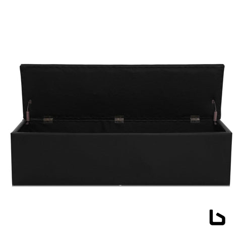 Storage ottoman blanket box 140cm leather black - home &