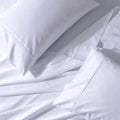 Hotel Quality Cottony Soft White Linen Fitted Flat Sheet and Pillowcases Set_9