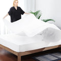 Hotel Quality Cottony Soft White Linen Fitted Flat Sheet and Pillowcases Set_10