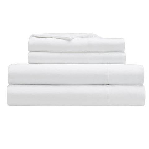 Hotel Quality Cottony Soft White Linen Fitted Flat Sheet and Pillowcases Set_2