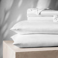 Hotel Quality Cottony Soft White Linen Fitted Flat Sheet and Pillowcases Set_8