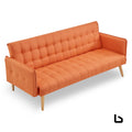 3 seater modular linen fabric sofa bed couch armrest orange