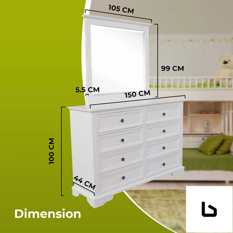 4pc bedside dresser mirror bedroom chest of drawers set