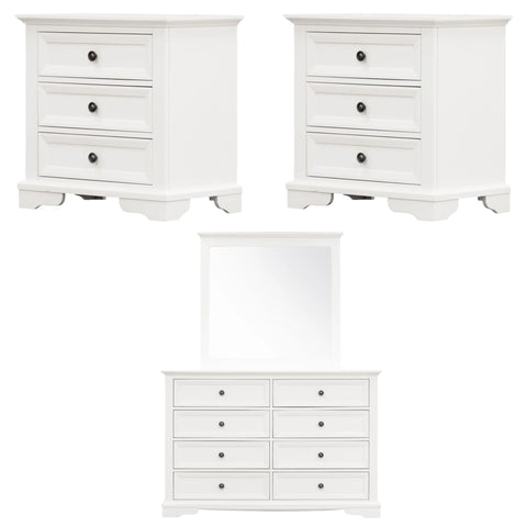 4pc bedside dresser mirror bedroom chest of drawers set