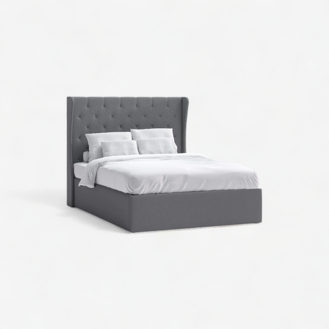 Bed frame fabric gas lift storage - charcoal king - frame