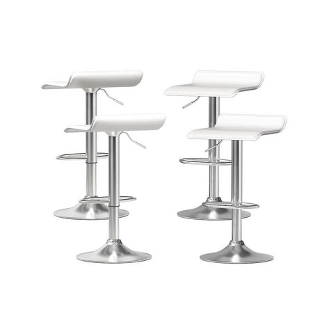 4x Bar Stools Faux Leather Chair White