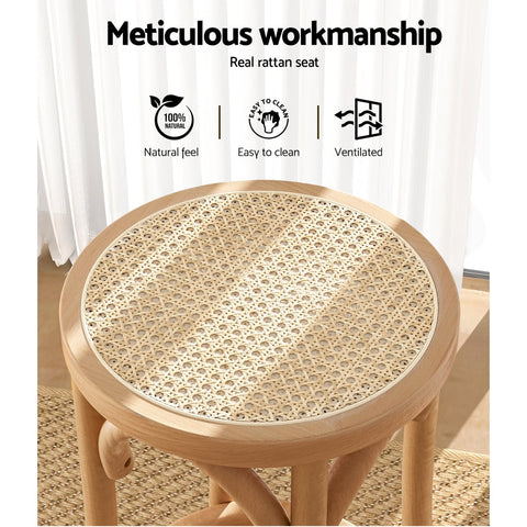 2x bar stoosl rattan seat wooden - furniture > stools &