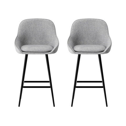 2x Bar Stools Upholstered Stool Counter Seat Kitchen Dining Chairs