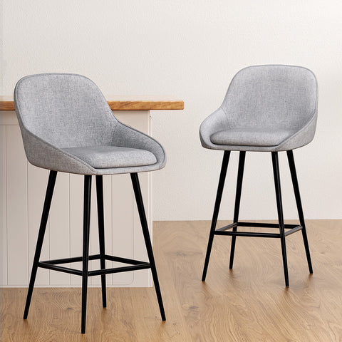2x Bar Stools Upholstered Stool Counter Seat Kitchen Dining Chairs