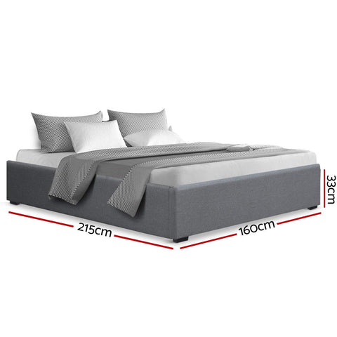 Queen size gas lift bed frame base with storage platform