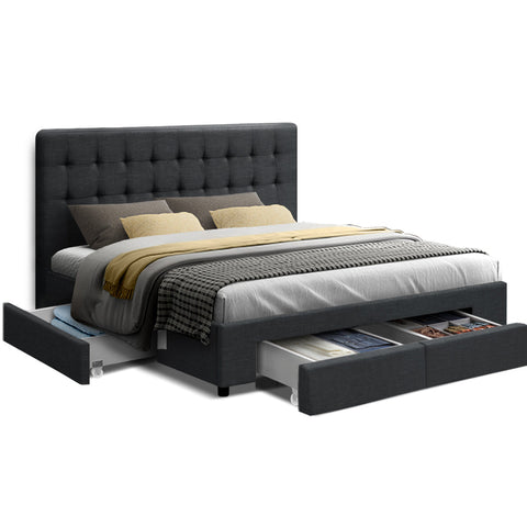 Dale charcoal fabric storage drawers bed frame - frame