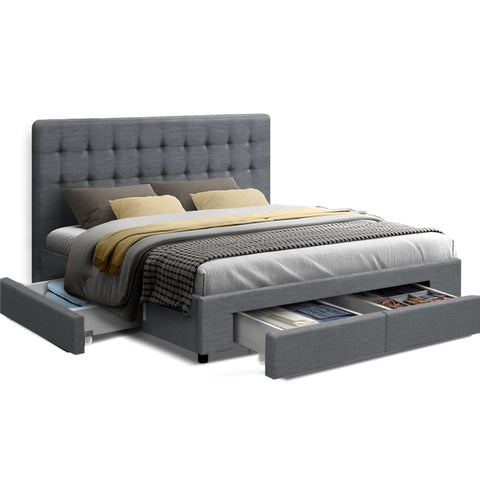 Dale grey fabric storage drawers bed frame - frame