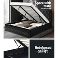 Bed frame double size gas lift base with storage black