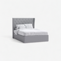 Bed frame fabric gas lift storage - grey king - frame