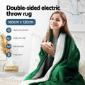 Electric throw rug heated blanket double sided green - home