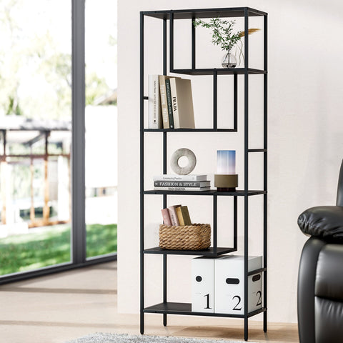Bookshelf 5 tiers rhys black - furniture > living room