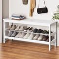 Shoe rack cabinet bamboo bench 10 paris white