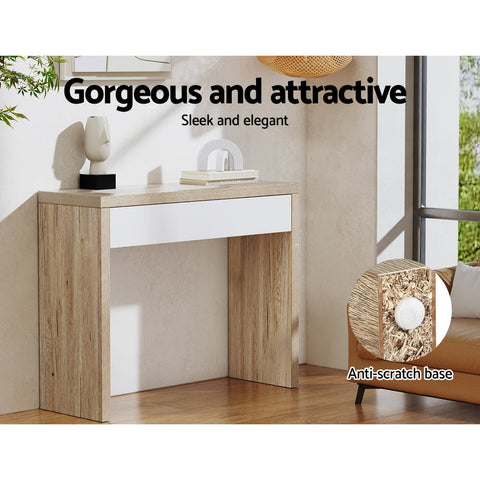 Console table storage drawer jory white pine - furniture >