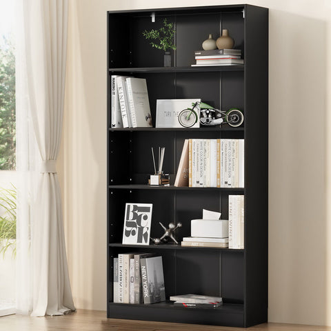 Bookshelf 5 tiers anton black - furniture > bedroom