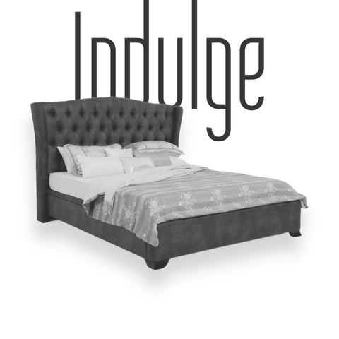 Indulge Chambray Onyx Fabric Bed Frame (Australian Made) Bed Frame