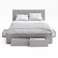 KIM Grey Fabric 4 Storage Draw Bed Frame Bed Frame Bedroom Factory 