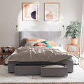 KIM Grey Fabric 4 Storage Draw Bed Frame Bed Frame Bedroom Factory 