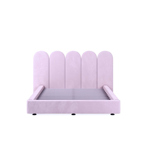 Louie Plush Velvet Lilac Fabric Curved Bed Frame (Australian Made) Bed Frame
