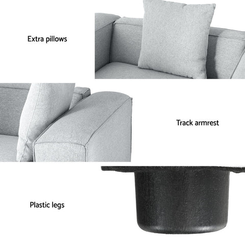Modular Sofa Chaise Set 4-Seater Grey