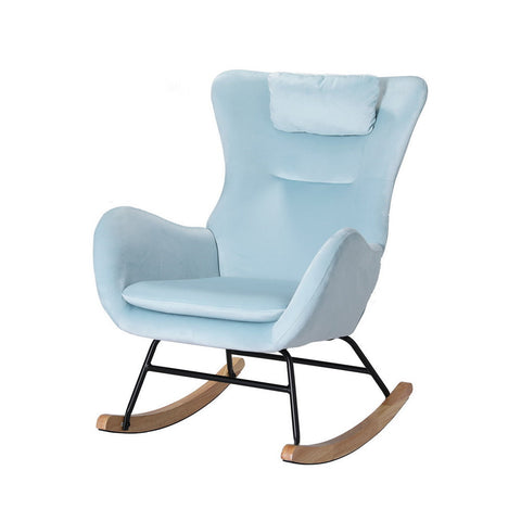 Rocking chair velvet armchair feeding blue - furniture >