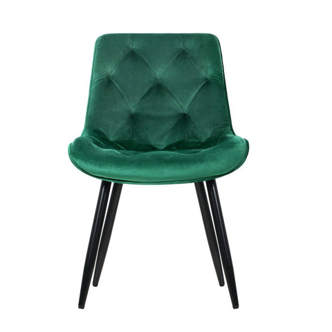 Dining chairs velvet green set of 2 starlyn - furniture >