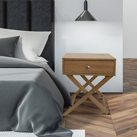Milano Decor Bedside Table Surry Hills Oak Storage Cabinet Bedroom - One Pack - Oak