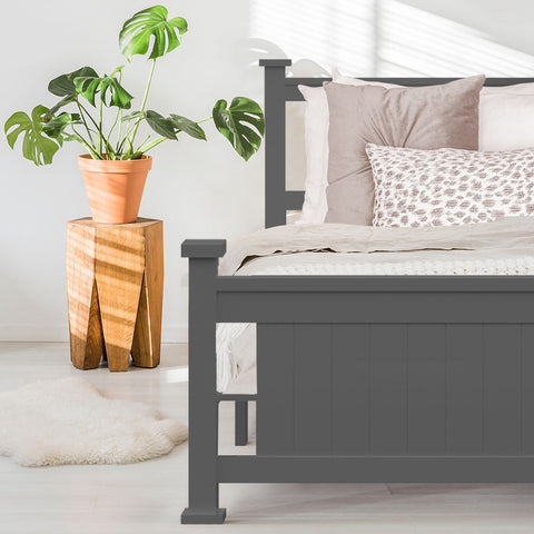 Kingston slumber king single wooden timber bed frame grey