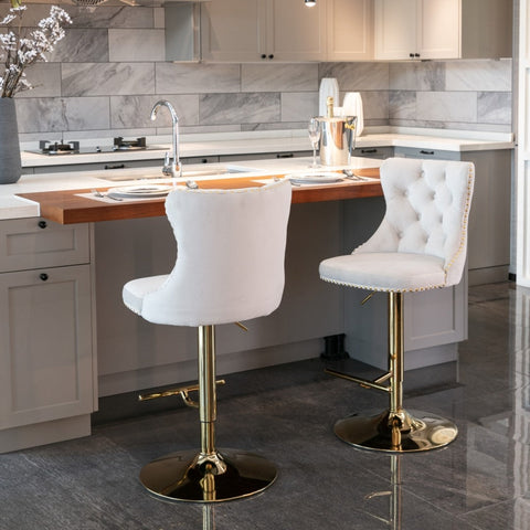 4x height adjustable swivel bar stool velvet studs barstool
