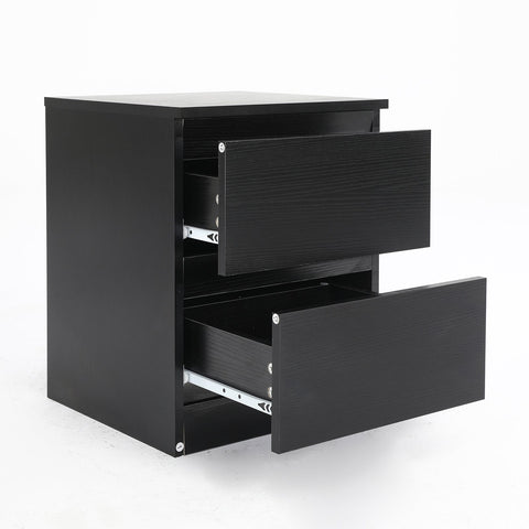 Bedside Table Side Storage Cabinet Nightstand Bedroom 2 Drawer JOSS BLACK