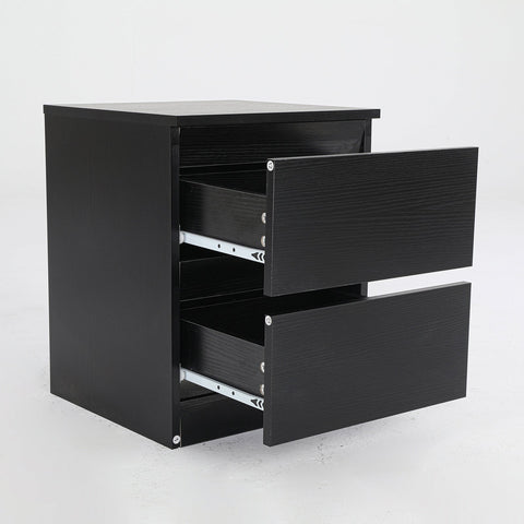 2X Bedside Tables Storage Cabinet Nightstand 2 Drawer JOSS BLACK