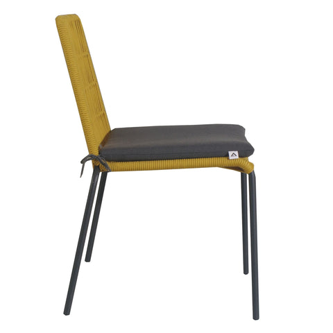 Lara 2pc set outdooor rope dining chair steel frame yellow