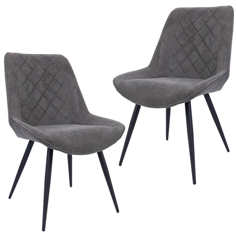 Helenium dining chair set of 2 fabric seat with metal frame
