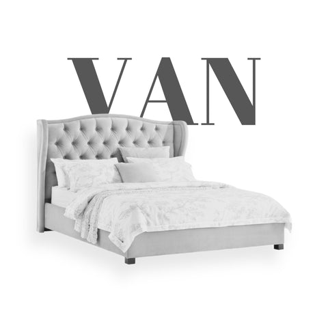 Van Chambray Rosewater Fabric Bed Frame (Australian Made) Bed Frame