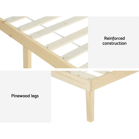 Bed frame single size wooden base mattress platform timber