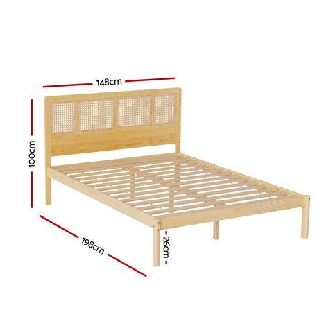 Artiss Bed Frame Double Size Rattan Wooden RITA