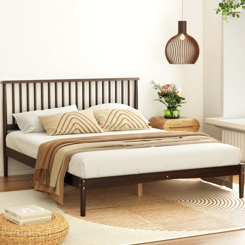Bed frame queen size wooden base mattress platform timber