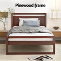 Bed frame king single size wooden walnut witton - furniture