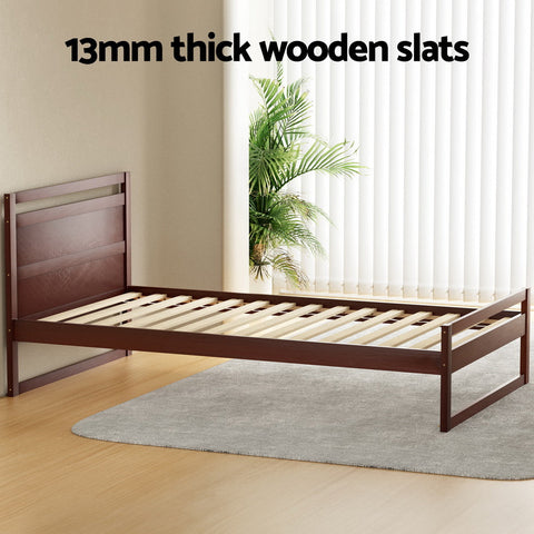 Bed frame king single size wooden walnut witton - furniture