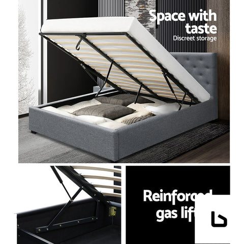 Bf grey fabric gas lift bed frame - frame