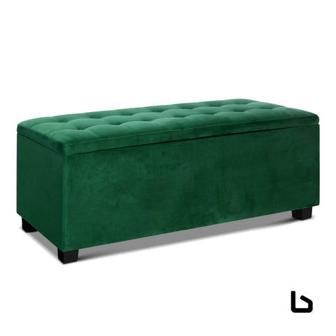 Artiss Storage Ottoman Blanket Box Velvet Footstool Rest Chest Couch Toy Green