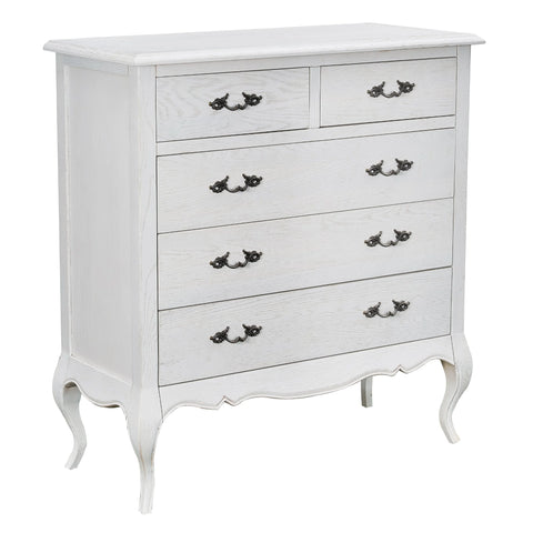 Alice tallboy 5 chest of drawers storage cabinet distressed