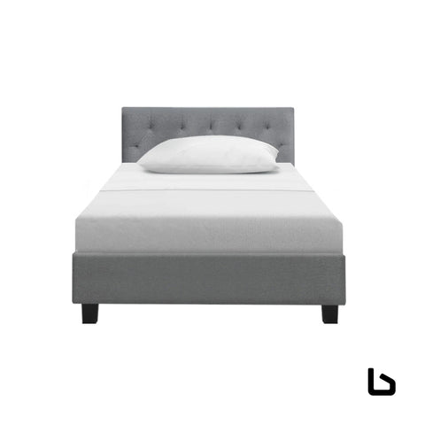 Bed frame fabric- grey single - frame
