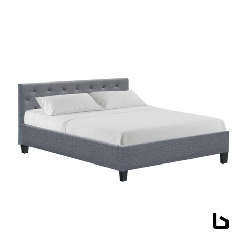 Queen grey fabric bed frame
