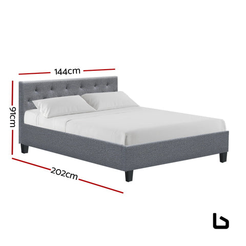 Double grey fabric bed frame